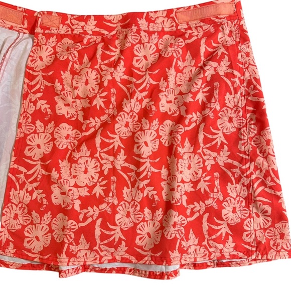 Rip Skirt Hawaii Coral Peach Hibiscus Print Skirt Length 2 Water Resistant - Picture 4 of 9